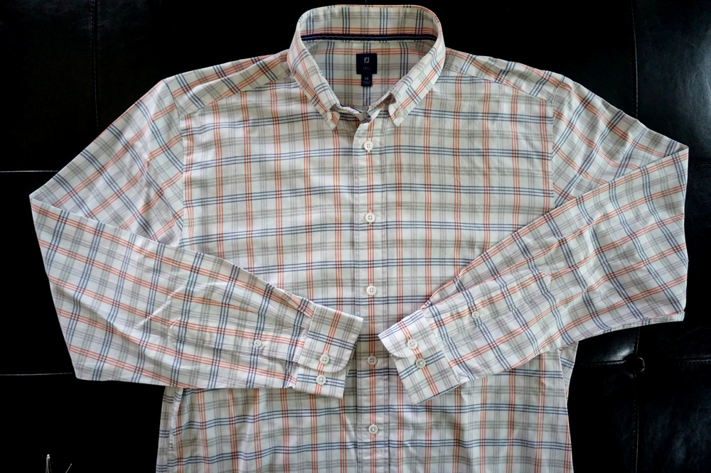 FootJoy Shirt Mens Medium White Plaid Embroidered Blowing Rock CC, NC